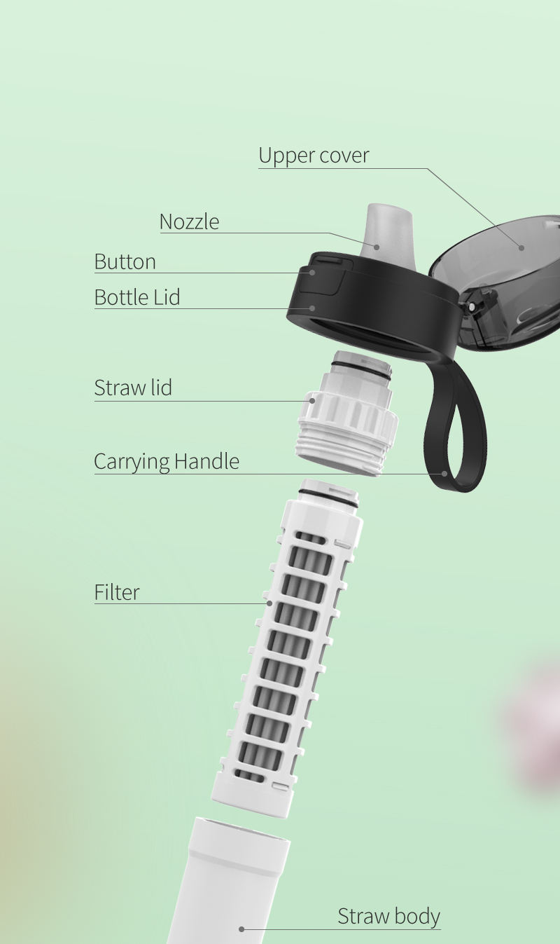Botella de Agua con Filtro Portátil Acero Inoxidable - Imagen 2